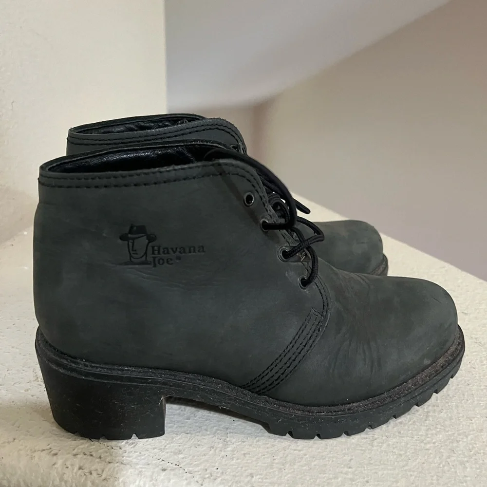 Havana Joe 1811-B Black Leather Classic Chukka Ankle Boots Women Size 39 US 8‎
